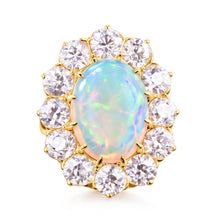 Opal And Natural Earth Mined Diamonds 6.75 Carats Anniversary Ring Gold 14K New