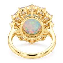 Opal And Natural Earth Mined Diamonds 6.75 Carats Anniversary Ring Gold 14K New