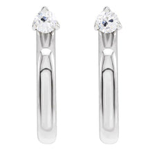 Open Hoop Natural Diamond Earrings 2 Carats Solitaire Old Miner White Gold 14K