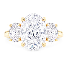 Oval 3 Carat Natural Earth Mined DIAMOND ( NOT LAB GROWN ) Three Stone Engagement Ring Yellow Gold Jewellery