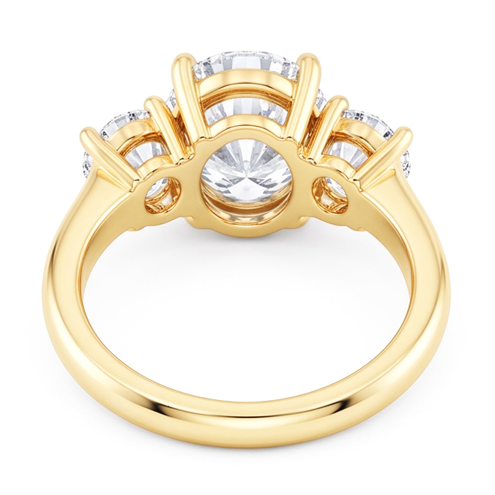 Oval 3 Carat Natural Earth Mined DIAMOND ( NOT LAB GROWN ) Three Stone Engagement Ring Yellow Gold Jewellery