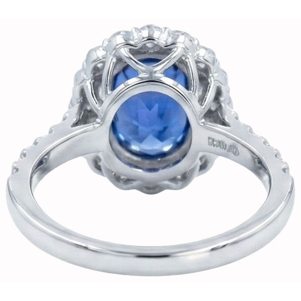 Oval 6 Carat Halo Sapphire Engagement Ring