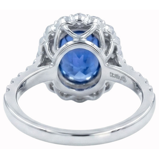 Oval 6 Carat Halo Sapphire Engagement Ring