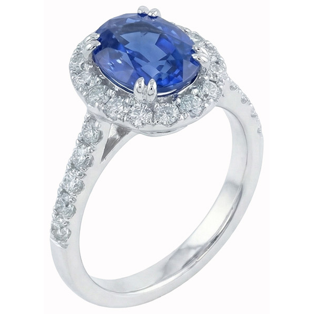 Oval 6 Carat Halo Sapphire Engagement Ring