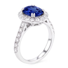 Oval 6 Carat Halo Sapphire Engagement Ring