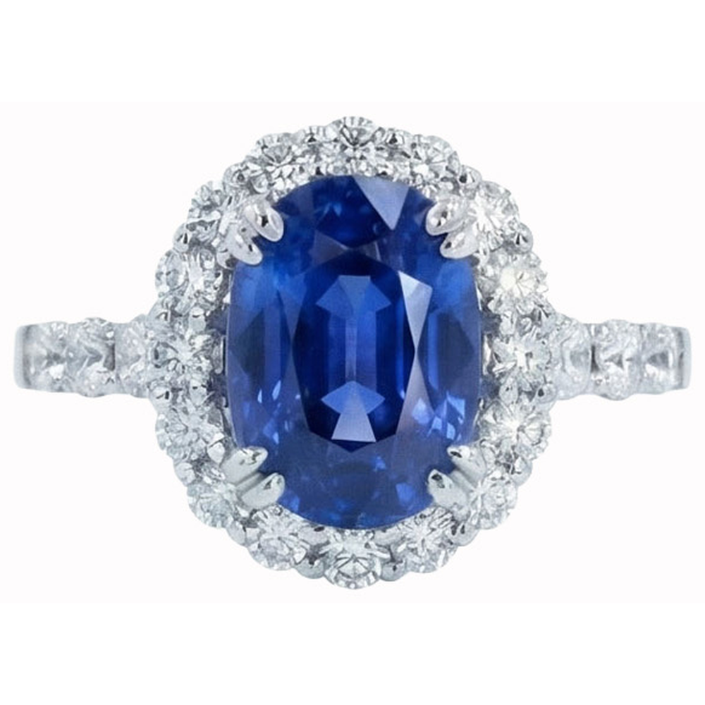 Oval 6 Carat Halo Sapphire Engagement Ring
