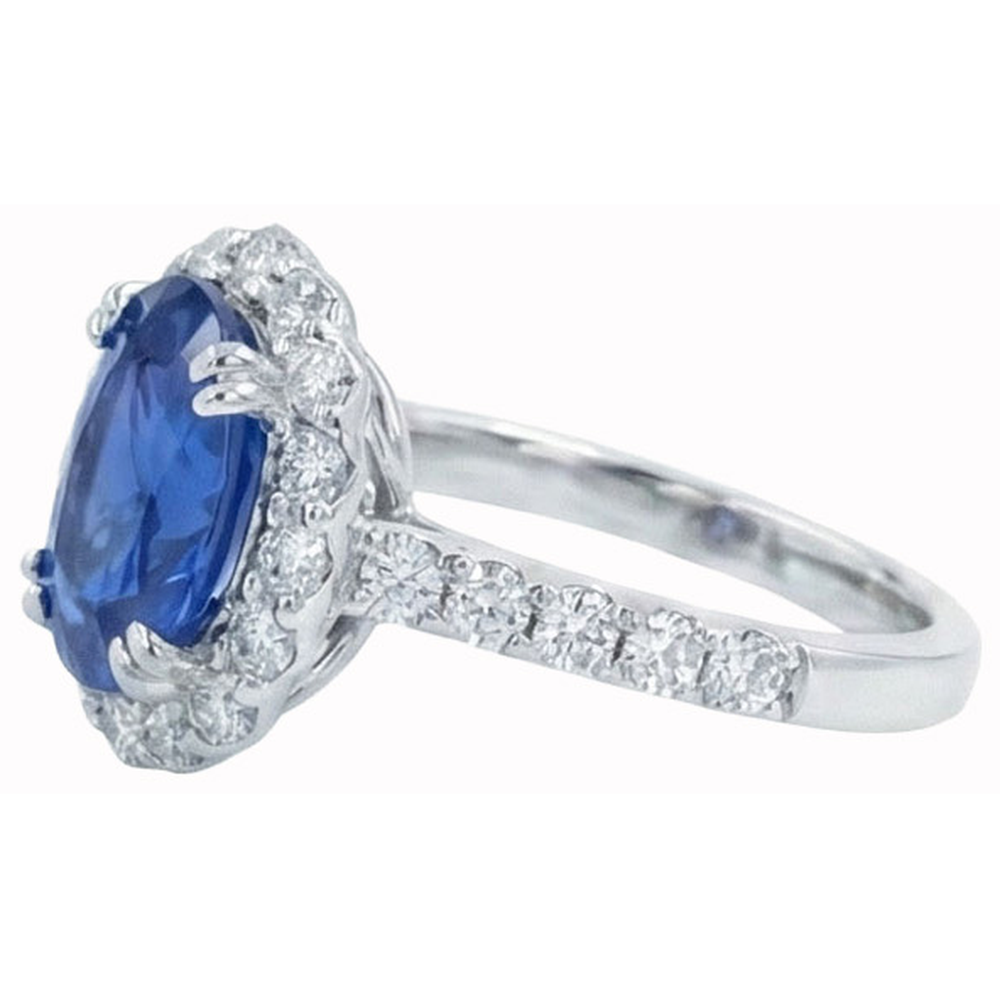 Oval 6 Carat Halo Sapphire Engagement Ring