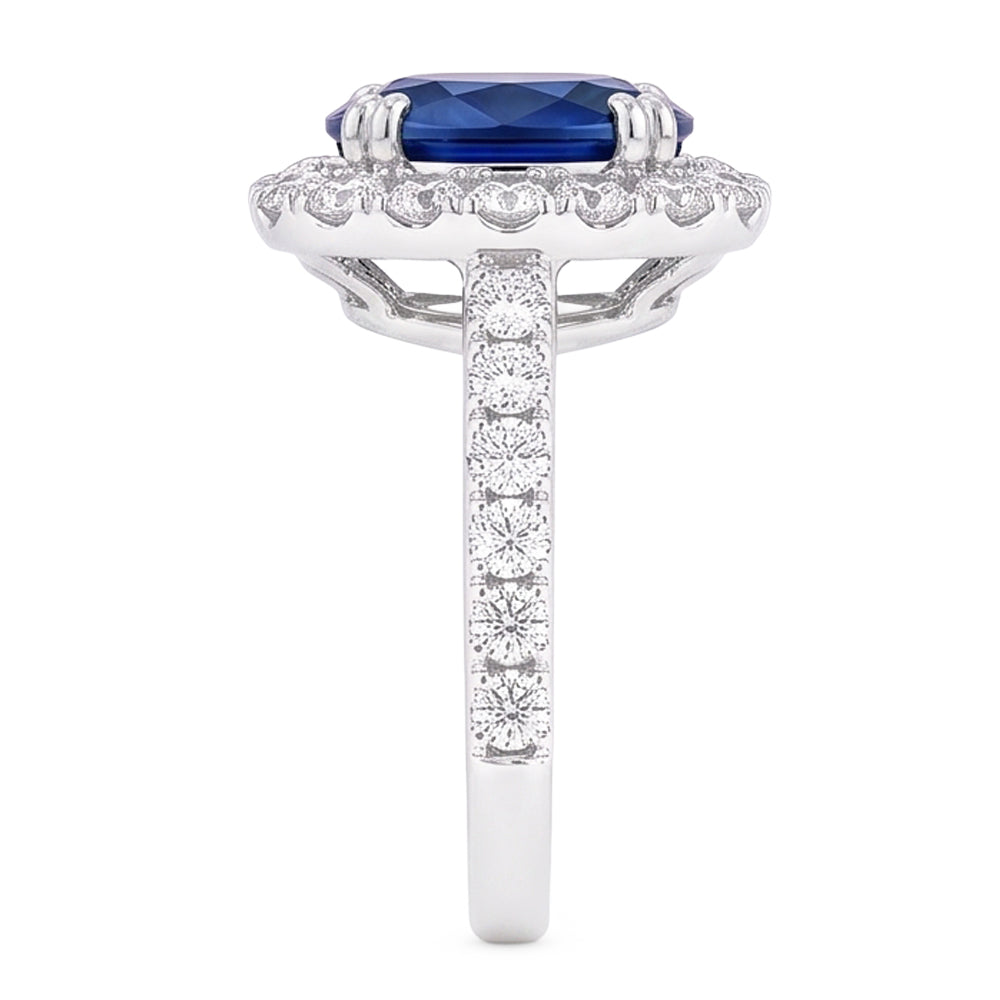 Oval 6 Carat Halo Sapphire Engagement Ring