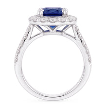 Oval 6 Carat Halo Sapphire Engagement Ring