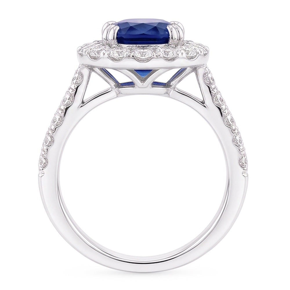 Oval 6 Carat Halo Sapphire Engagement Ring