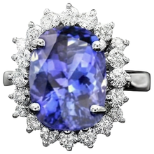 Oval AAA Tanzanite And Natural Earth Mined DIAMOND ( NOT LAB GROWN )s 8 Carat Ring New White Gold 14K