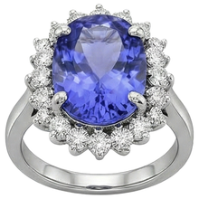 Oval AAA Tanzanite And Natural Earth Mined DIAMOND ( NOT LAB GROWN )s 8 Carat Ring New White Gold 14K