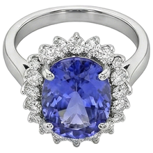 Oval AAA Tanzanite And Natural Earth Mined DIAMOND ( NOT LAB GROWN )s 8 Carat Ring New White Gold 14K