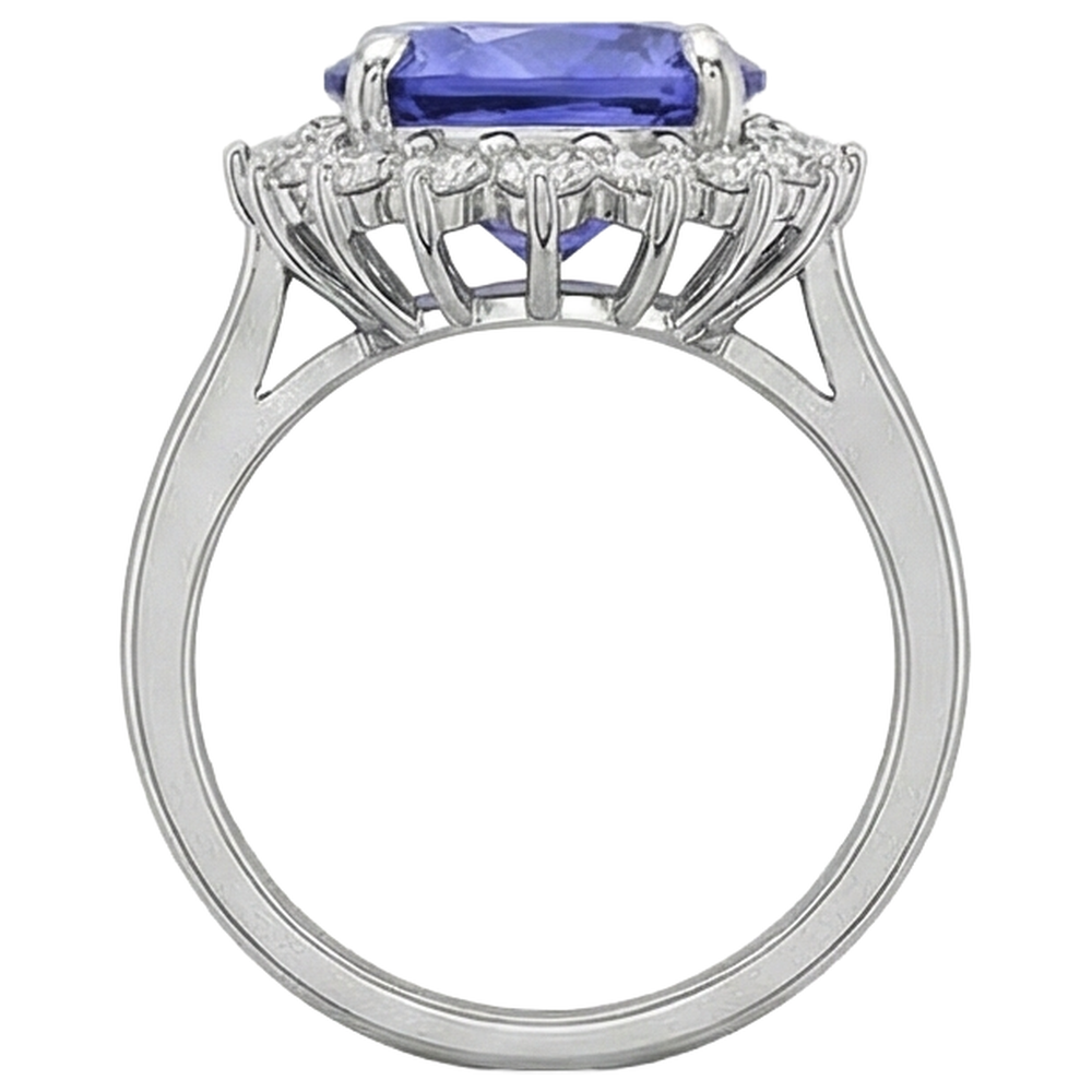 Oval AAA Tanzanite And Natural Earth Mined DIAMOND ( NOT LAB GROWN )s 8 Carat Ring New White Gold 14K