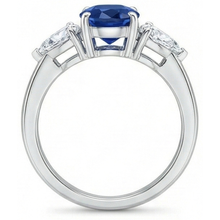 natural oval sapphire 3.50ct ring on white background