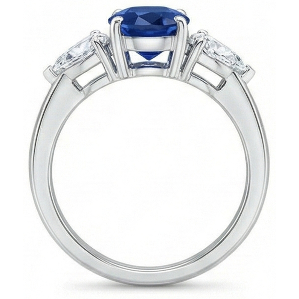 natural oval sapphire 3.50ct ring on white background