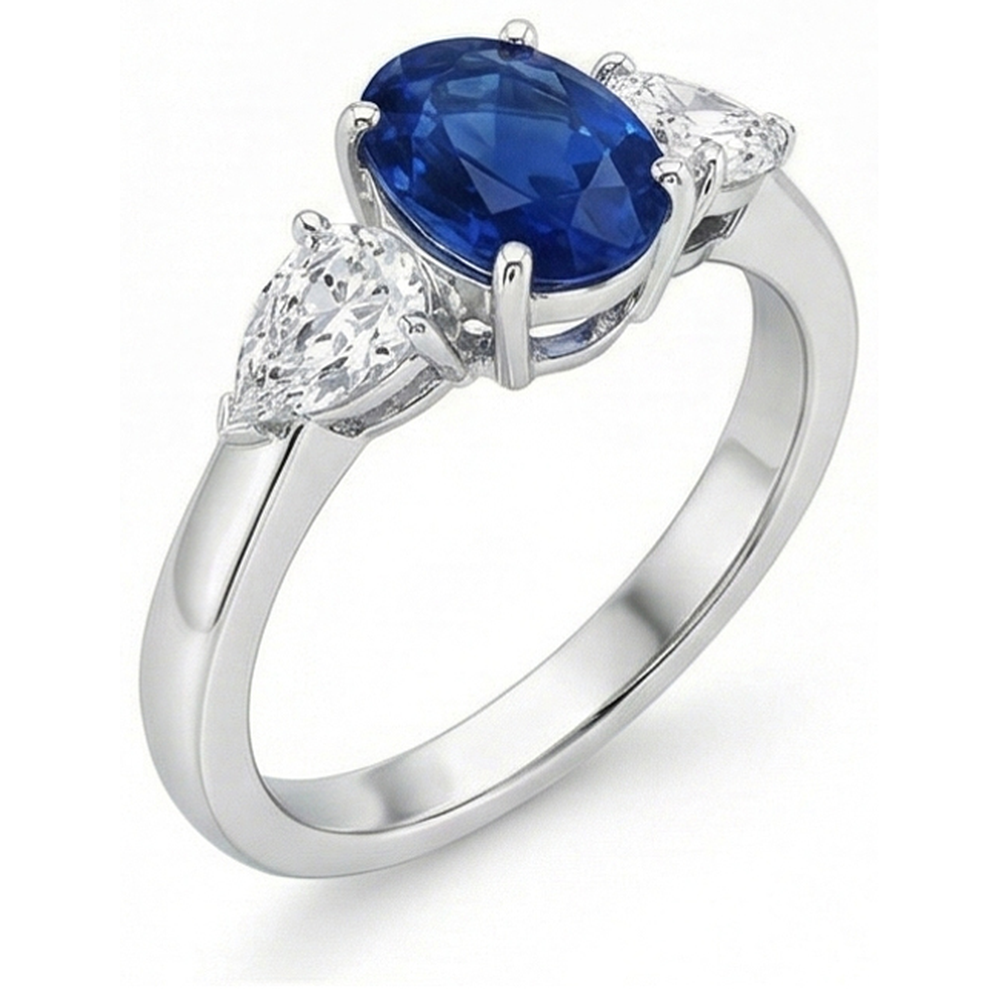 natural oval sapphire 3.50ct ring side angle