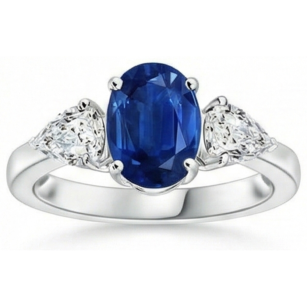 natural oval sapphire 3.50ct ring front view
