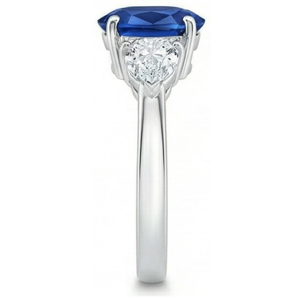 natural oval sapphire 3.50ct ring profile view