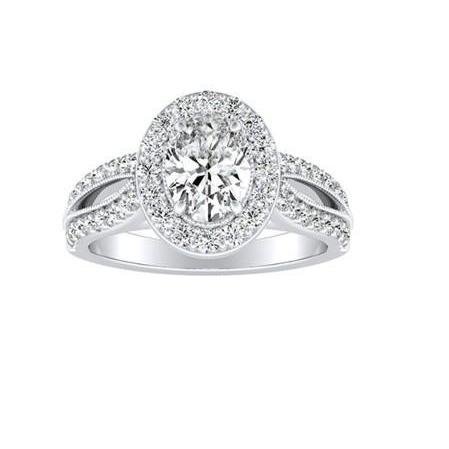 Oval And Round 3.50 Carats Real Diamond Halo Ring