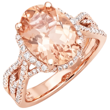 natural round morganite 9.25ct ring close up detail