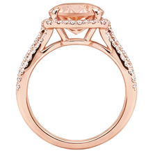 natural round morganite 9.25ct ring on white background