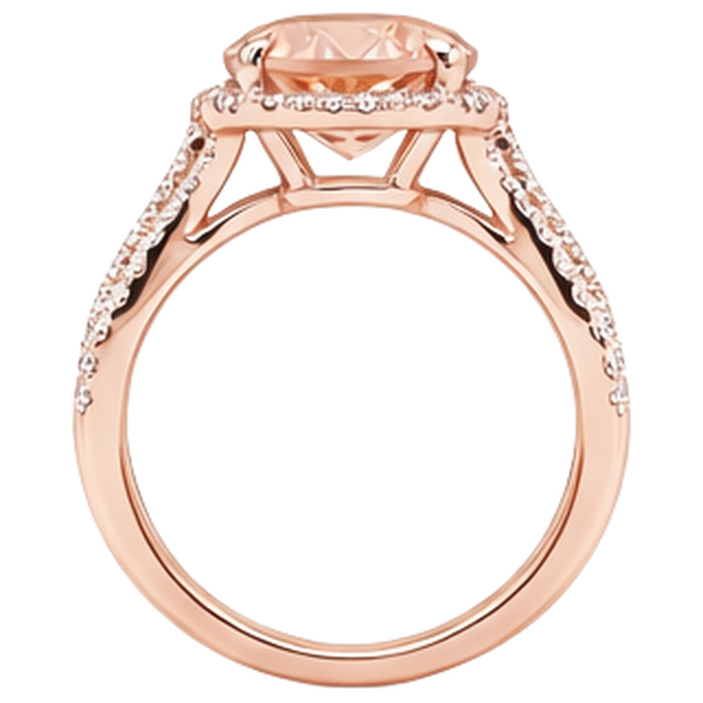 natural round morganite 9.25ct ring on white background