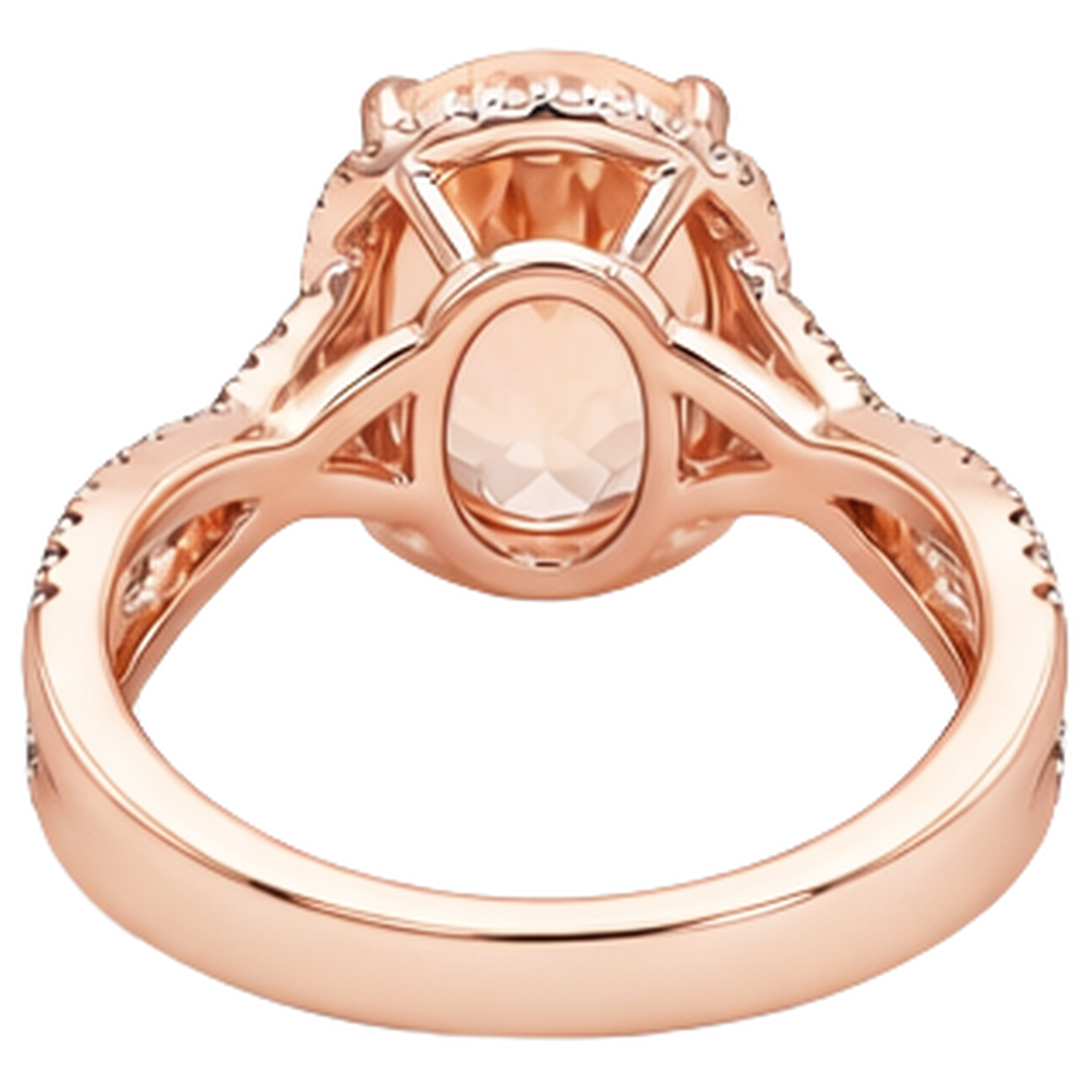 natural round morganite 9.25ct ring with diamond accents
