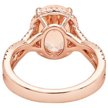 natural round morganite 9.25ct ring with diamond accents