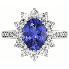 natural round tanzanite 3.75ct ring side angle