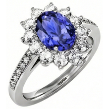 natural round tanzanite 3.75ct ring close up detail