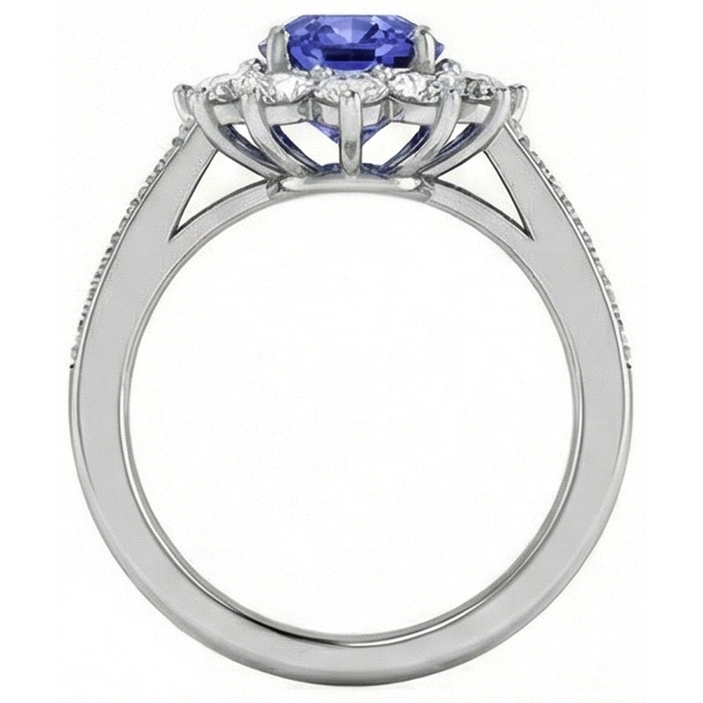natural round tanzanite 3.75ct ring top view