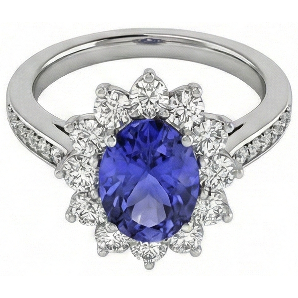 natural round tanzanite 3.75ct ring profile view