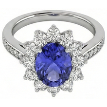 natural round tanzanite 3.75ct ring profile view