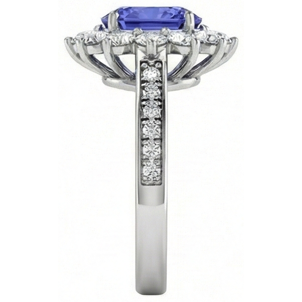 natural round tanzanite 3.75ct ring with diamond accents