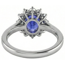 natural round tanzanite 3.75ct ring on white background