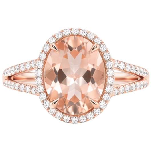 natural round morganite 19.75ct ring side angle