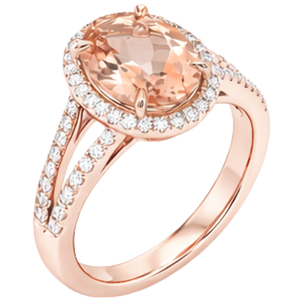 natural round morganite 19.75ct ring top view