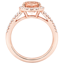 natural round morganite 19.75ct ring on white background