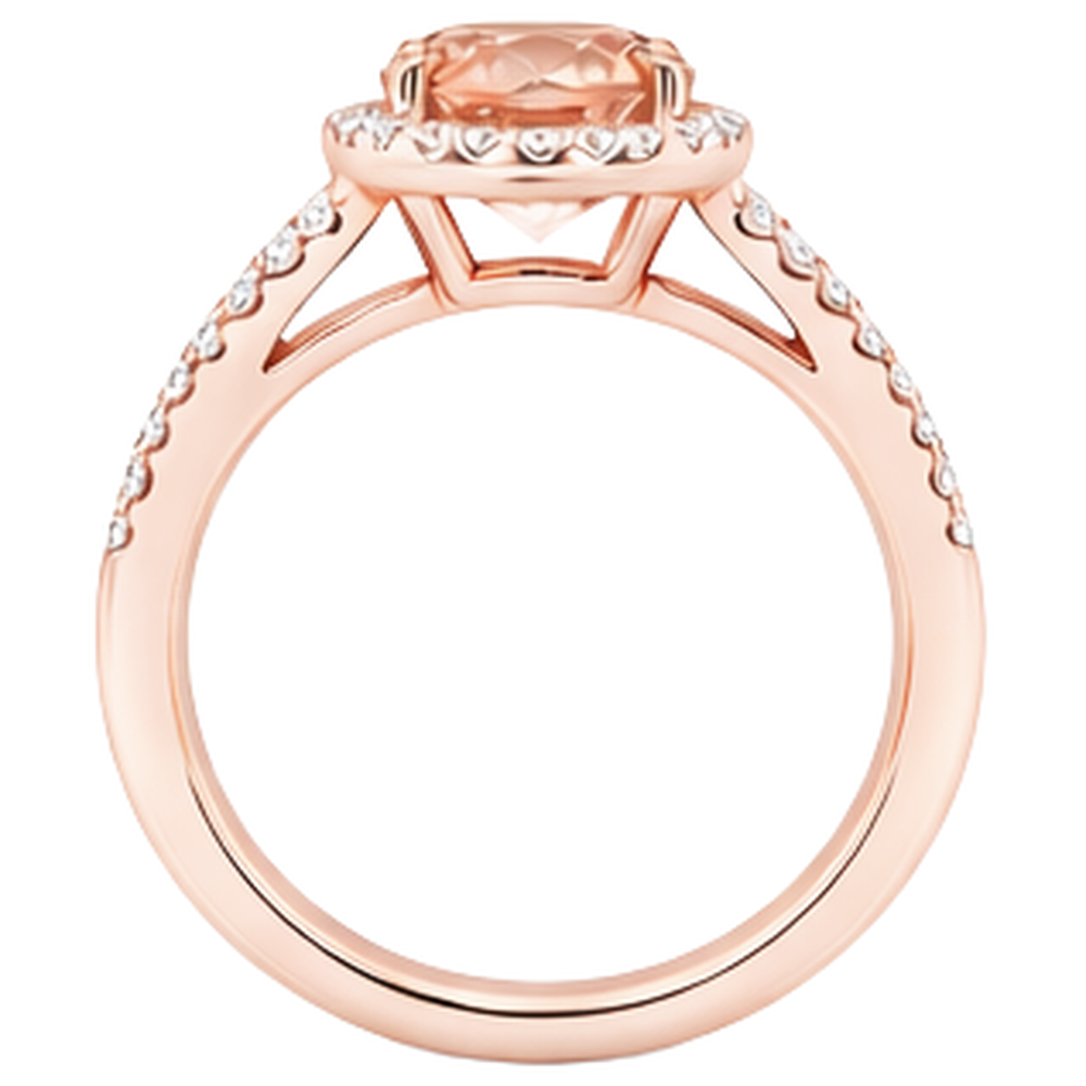 natural round morganite 19.75ct ring on white background