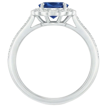 Oval And Round Cut 4.20 Ct Sapphire And Natural Earth Mined Diamonds Ring White Gold 14K