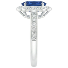 Oval And Round Cut 4.20 Ct Sapphire And Natural Earth Mined Diamonds Ring White Gold 14K