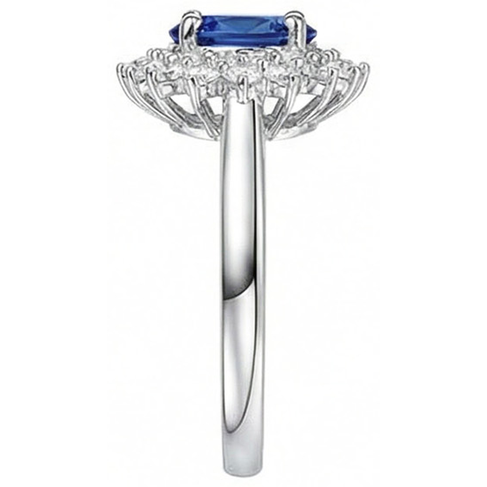 Oval And Round Cut 4 Ct Sri Lanka Sapphire Natural Earth Mined DIAMOND ( NOT LAB GROWN )s Halo Ring