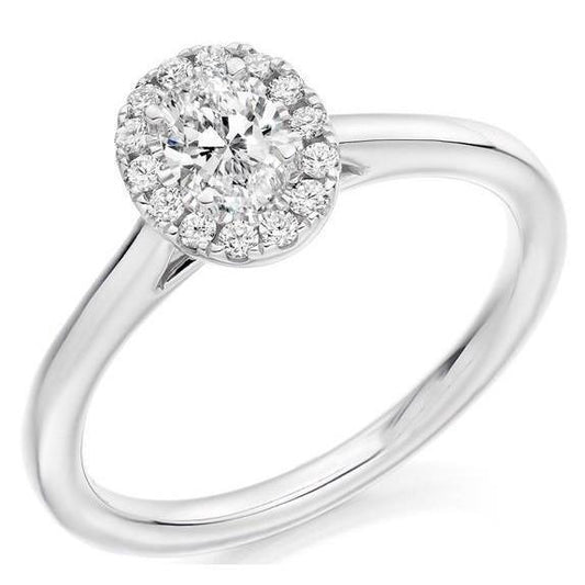 Oval And Round Cut Natural Halo Diamonds Ring White Gold 14K 1.80 Carats