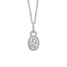 Oval And Round Cut Real Diamond Pendant Necklace 3.40 Ct