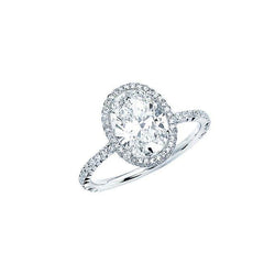 Oval And Round Real Diamond Engagement Ring 5.30 Carat Solid White Gold 14K