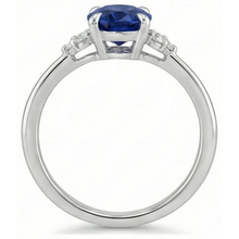 natural round sapphire 3ct ring close up detail