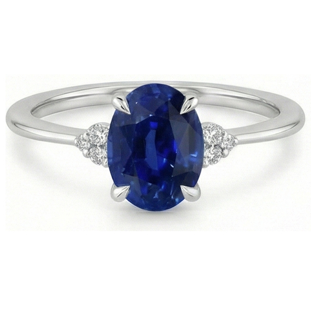 natural round sapphire 3ct ring top view