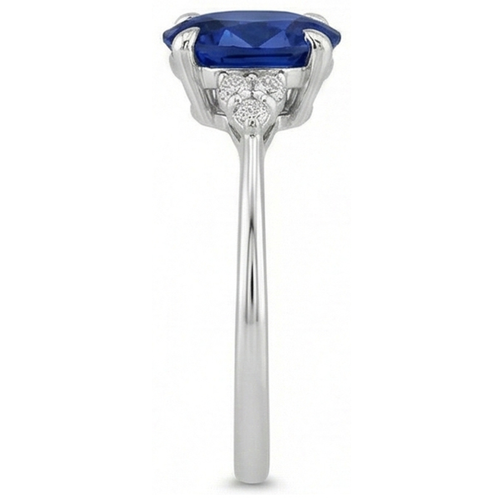 natural round sapphire 3ct ring on white background