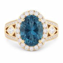 Oval Blue Natural Earth Mined Diamond Ladies Cocktail Ring